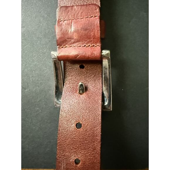 Soho Design Group Leather Belt Brown Size L Made In Italy Silver Buckle Career - Picture 6 of 9